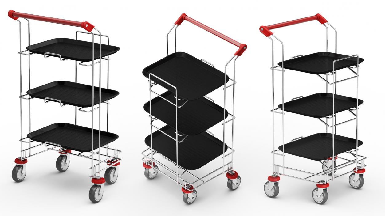 3D Tray Cart with Black Trays