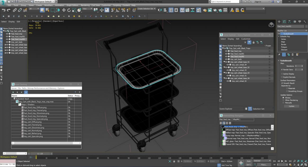 3D Tray Cart with Black Trays