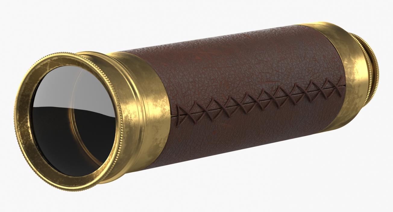 3D model Old Brass Telescope Spyglass Folded