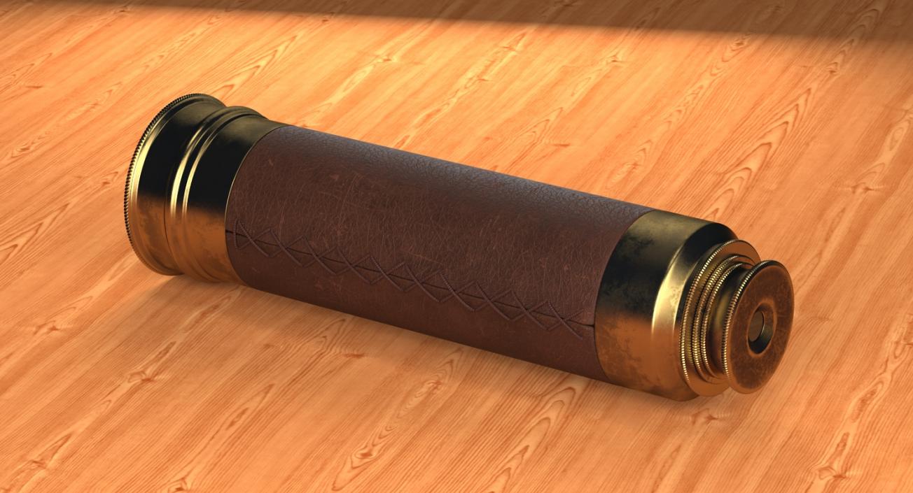 3D model Old Brass Telescope Spyglass Folded