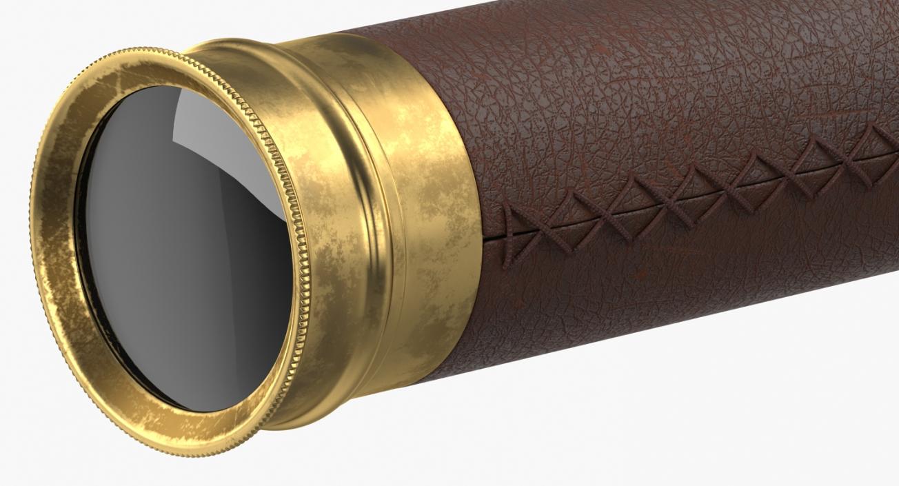 3D model Old Brass Telescope Spyglass Folded