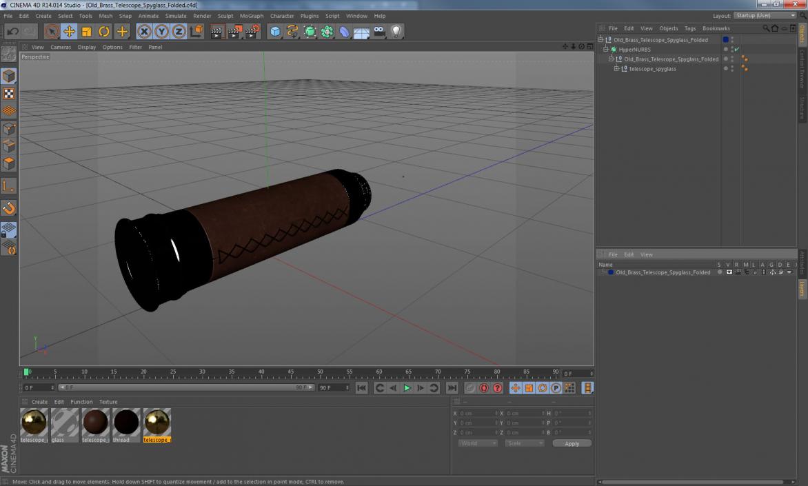 3D model Old Brass Telescope Spyglass Folded