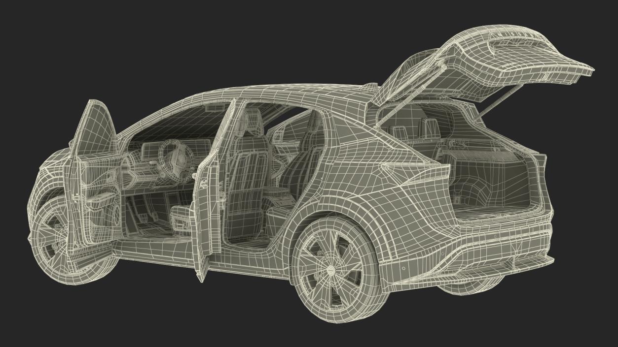 3D Nissan Ariya Lights On Rigged for Maya model