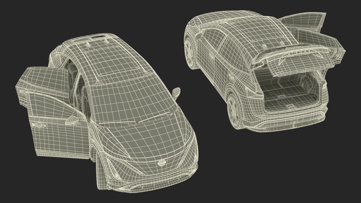 3D Nissan Ariya Lights On Rigged for Maya model