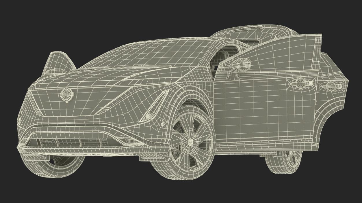 3D Nissan Ariya Lights On Rigged for Maya model