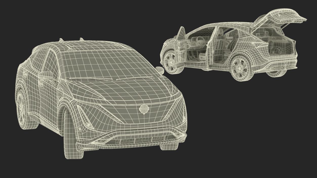 3D Nissan Ariya Lights On Rigged for Maya model