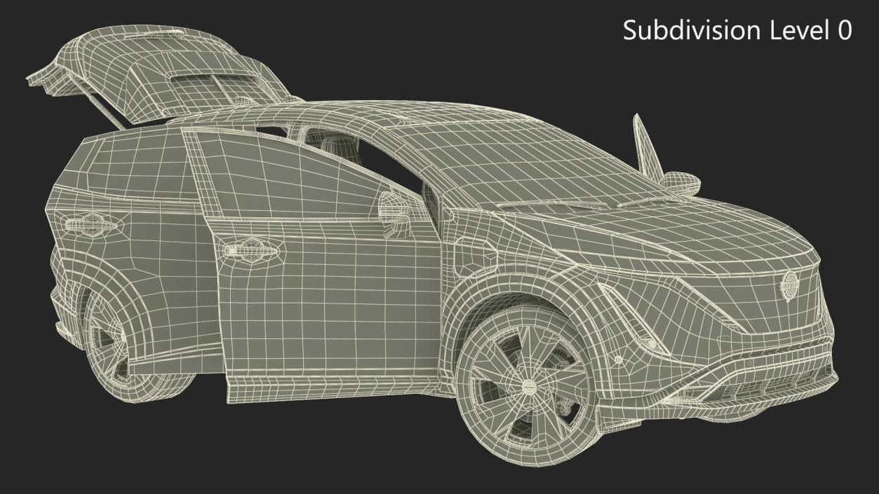 3D Nissan Ariya Lights On Rigged for Maya model