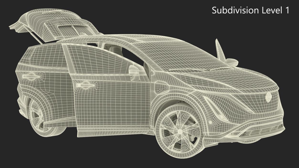 3D Nissan Ariya Lights On Rigged for Maya model