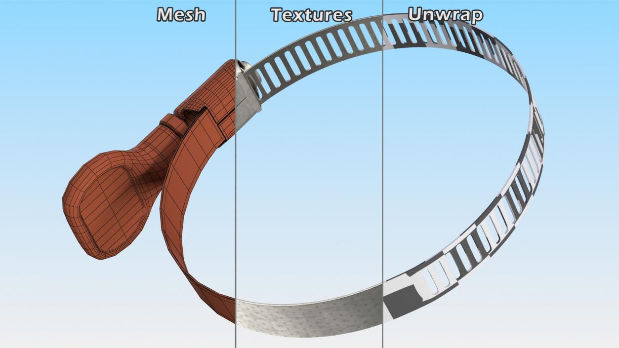 3D Worm Gear Hose Clamp 46 70mm model