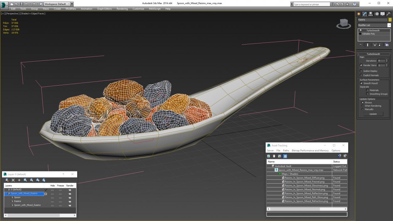 Spoon with Mixed Raisins 3D model