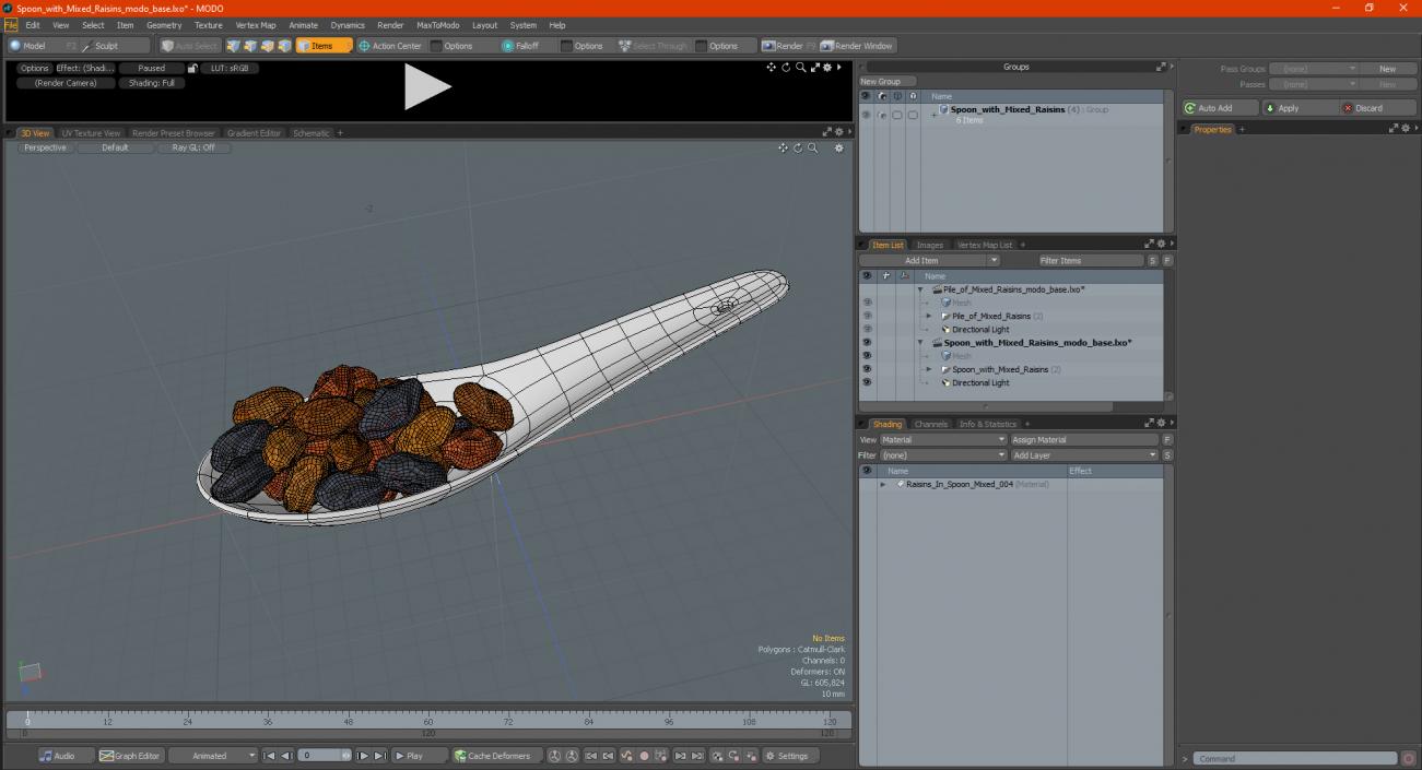 Spoon with Mixed Raisins 3D model