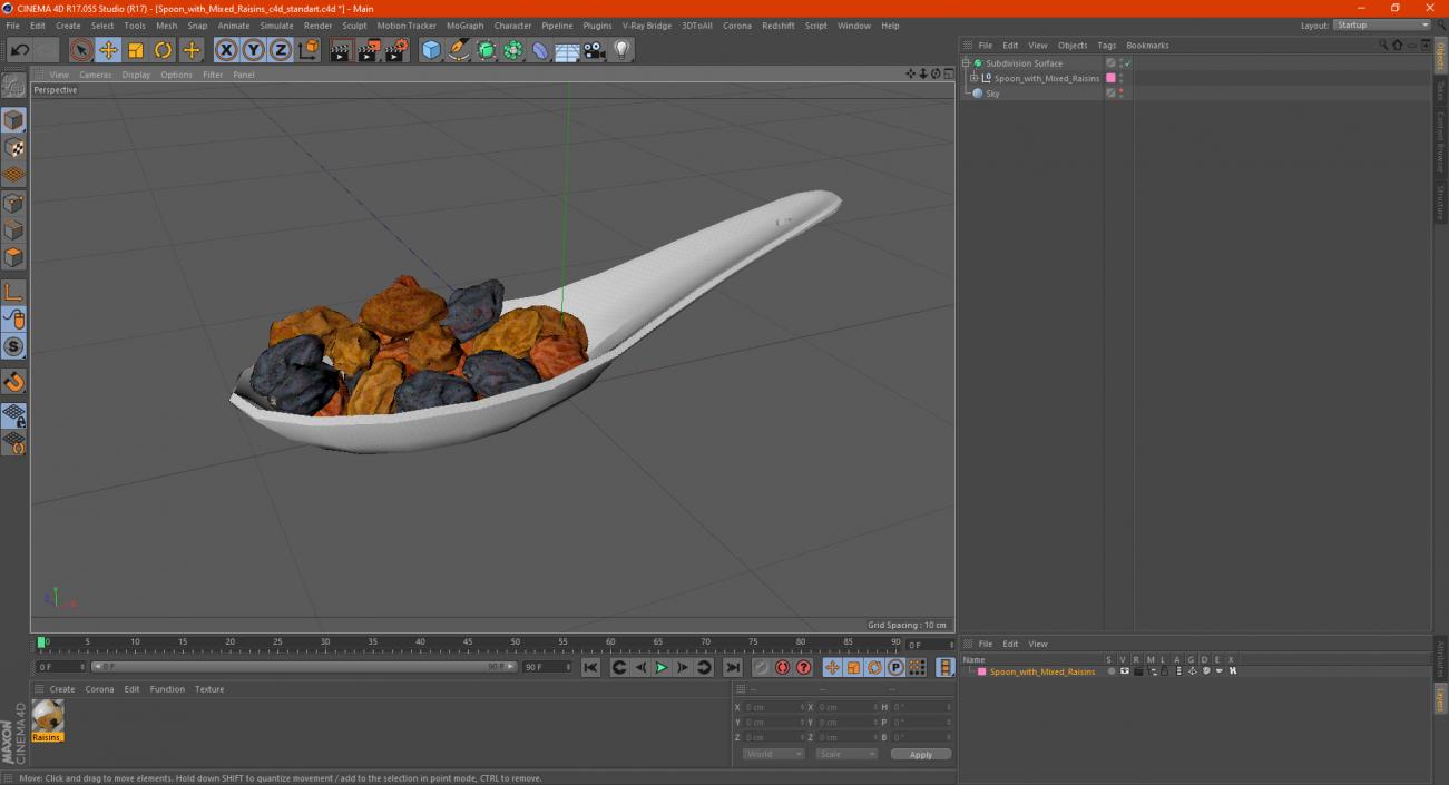 Spoon with Mixed Raisins 3D model