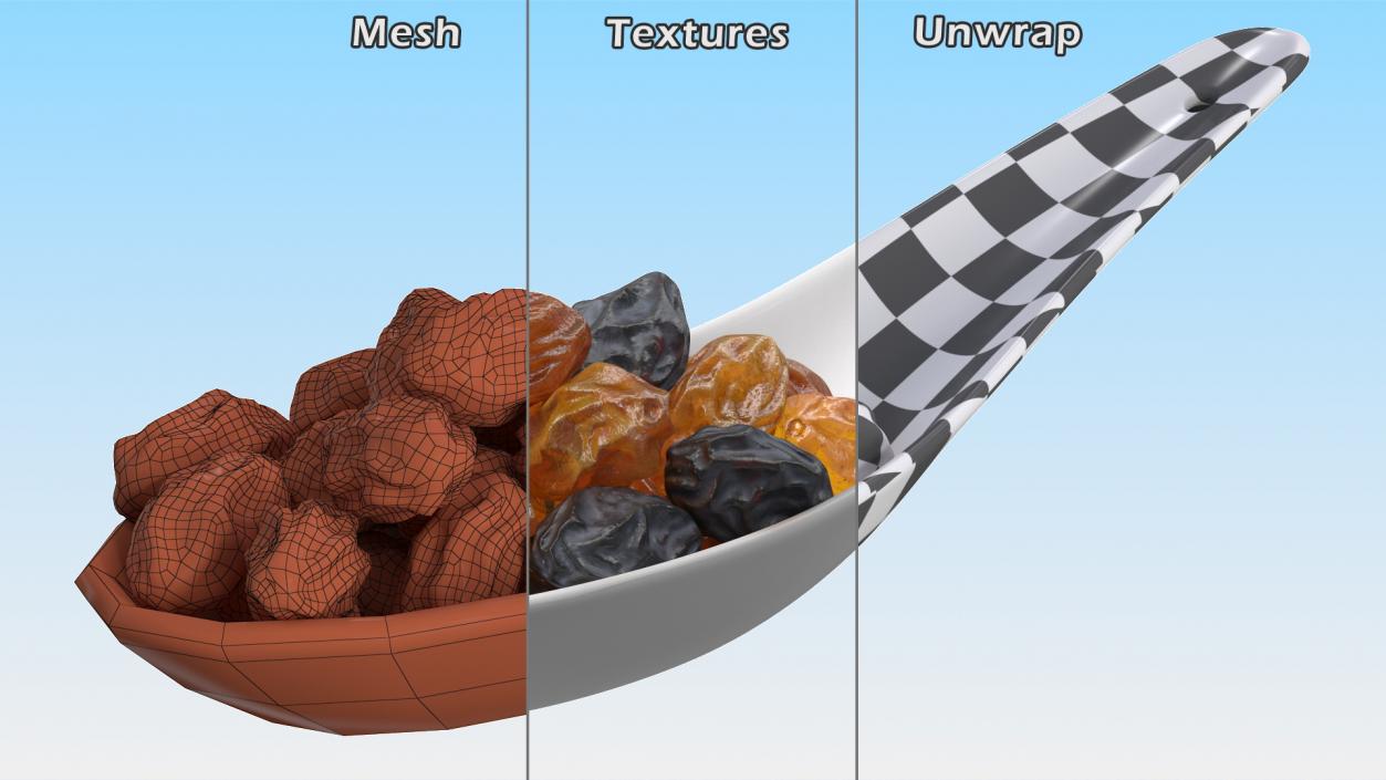 Spoon with Mixed Raisins 3D model