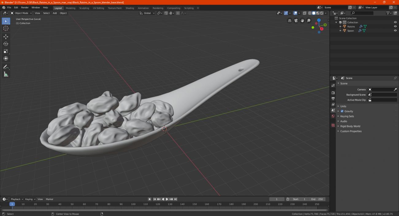 Spoon with Mixed Raisins 3D model