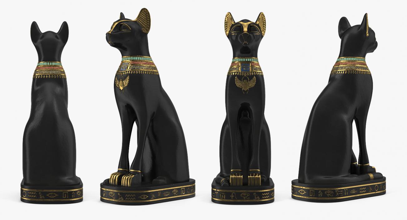 3D model Egyptian Cat Statue Black