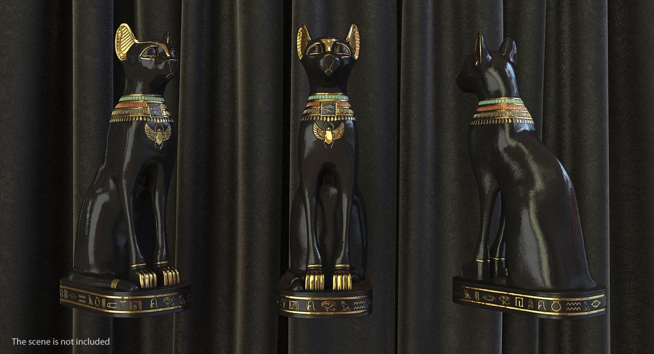 3D model Egyptian Cat Statue Black