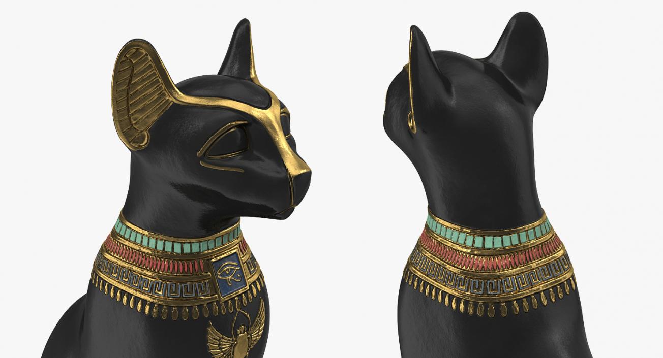 3D model Egyptian Cat Statue Black