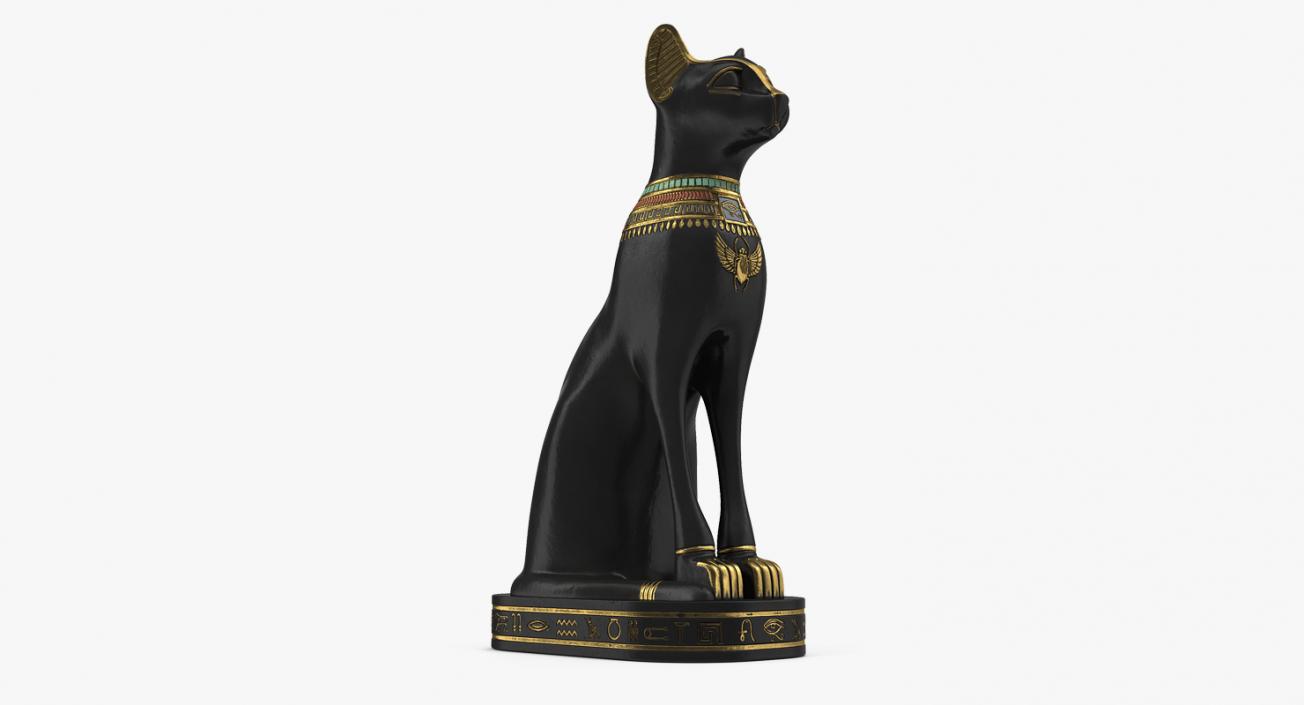 3D model Egyptian Cat Statue Black