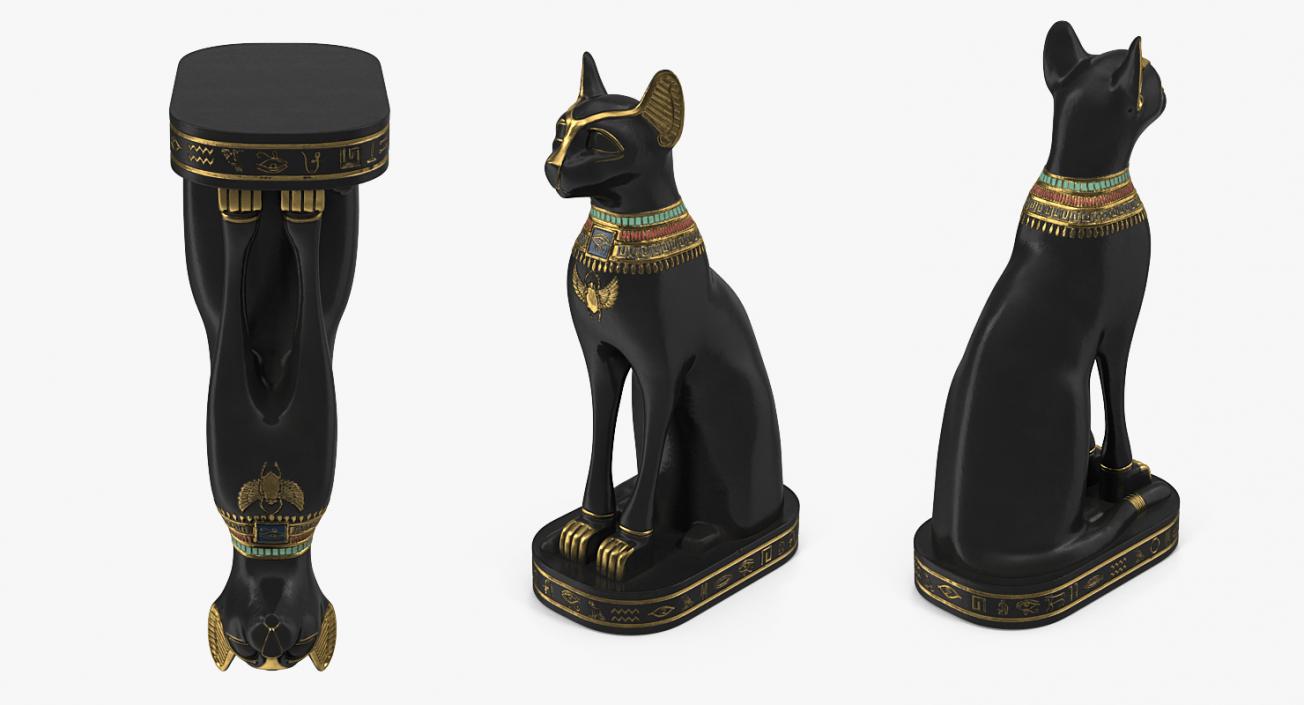 3D model Egyptian Cat Statue Black