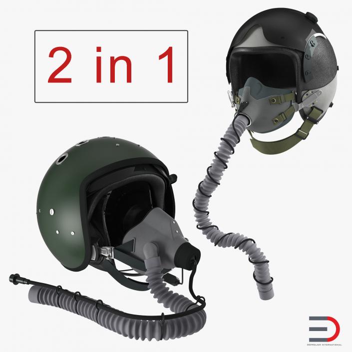 3D Jet Fighter Pilot Helmets Collection