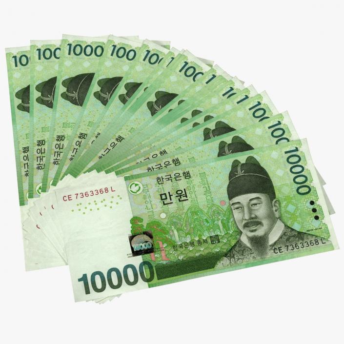 3D model Fan Shaped Korea Republic 10000 Won Banknotes