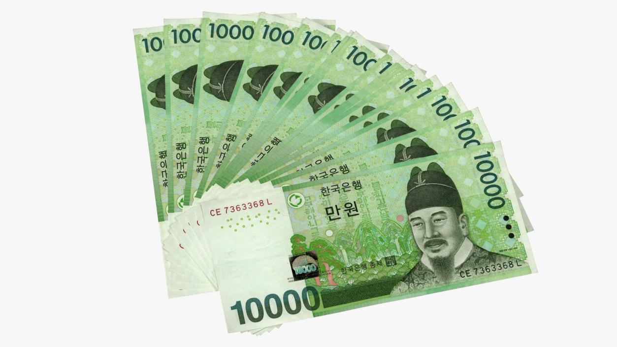 3D model Fan Shaped Korea Republic 10000 Won Banknotes