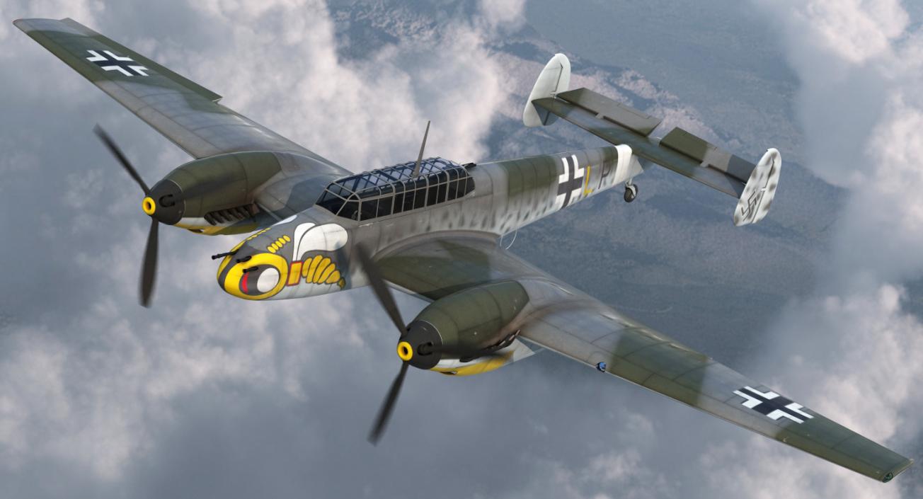 3D German WWII Heavy Fighter Messerschmitt Bf 110