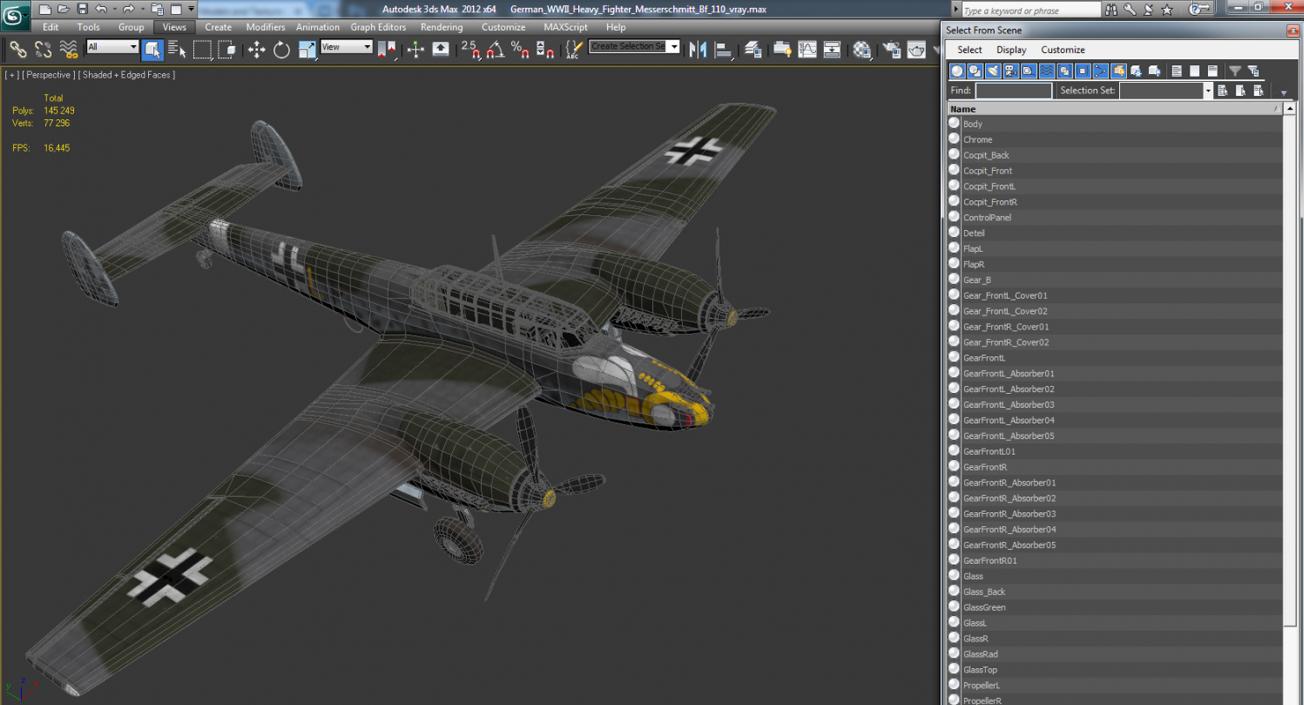 3D German WWII Heavy Fighter Messerschmitt Bf 110