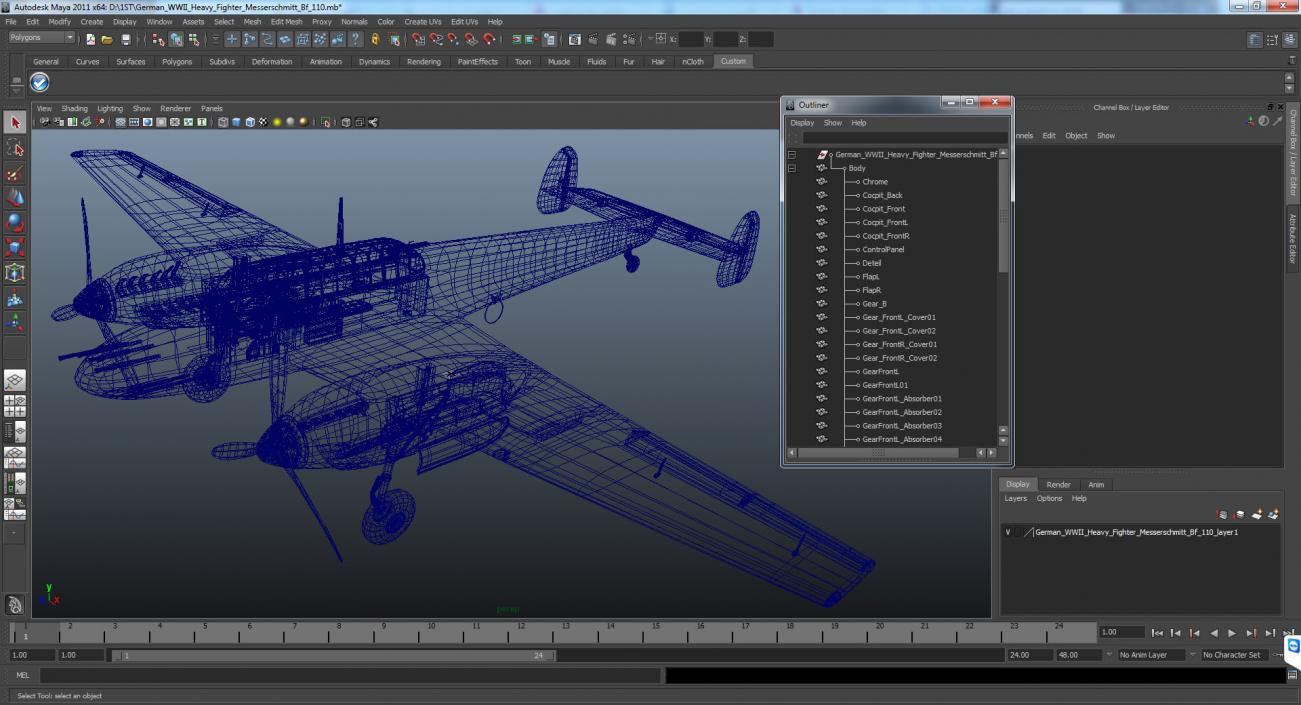 3D German WWII Heavy Fighter Messerschmitt Bf 110