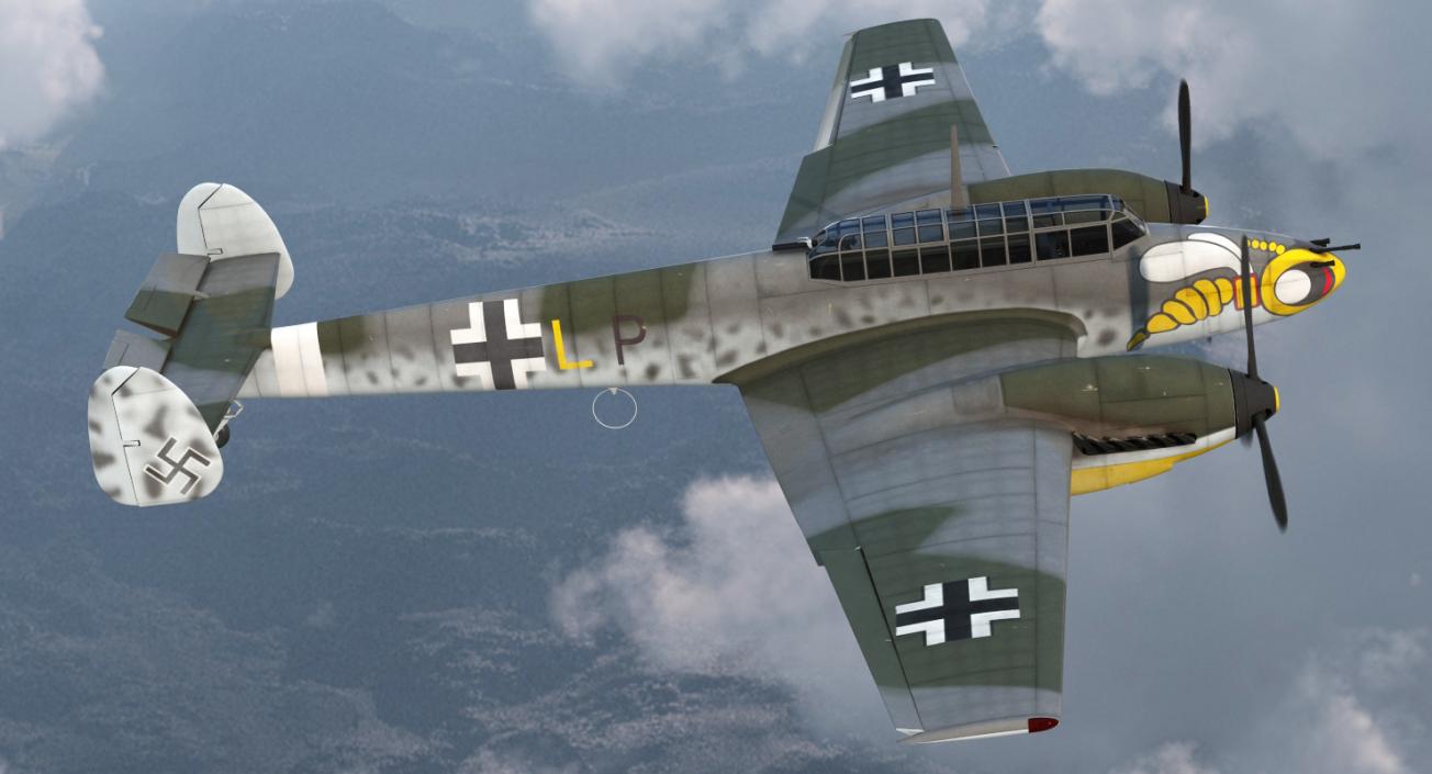 3D German WWII Heavy Fighter Messerschmitt Bf 110