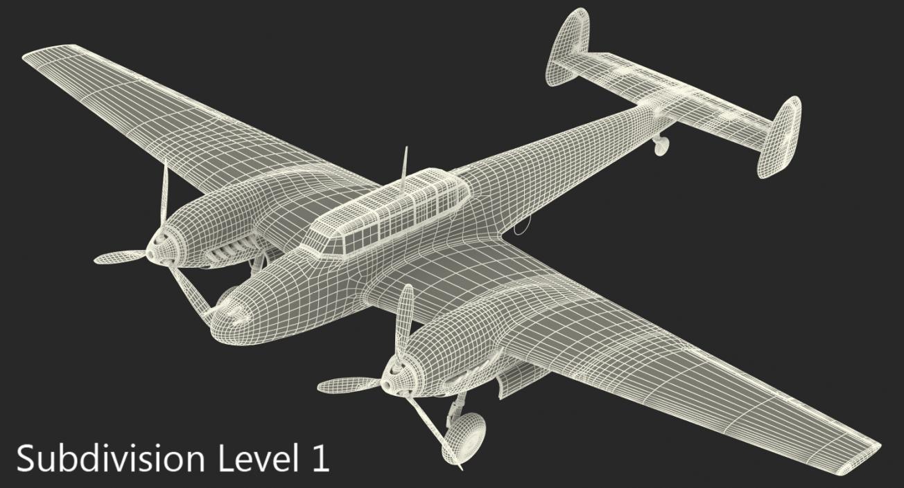 3D German WWII Heavy Fighter Messerschmitt Bf 110