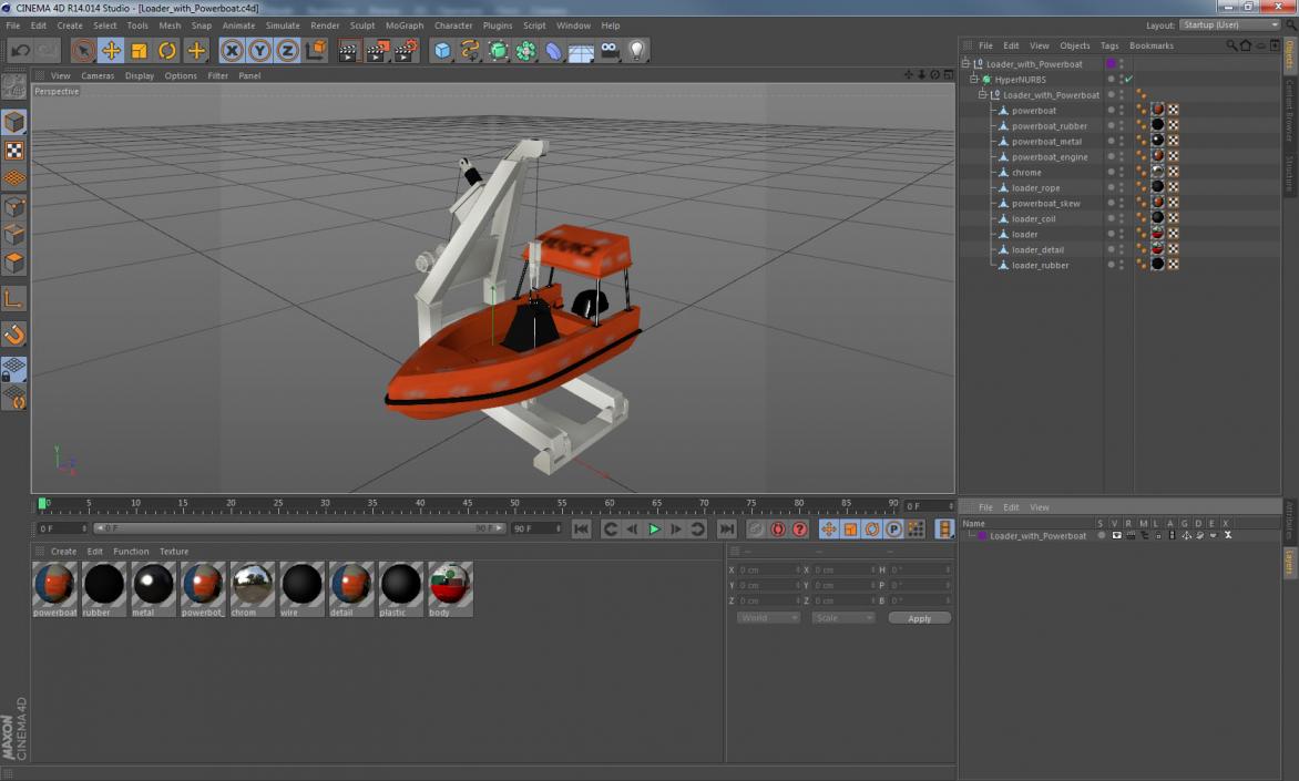 3D Powerboat on Crane model