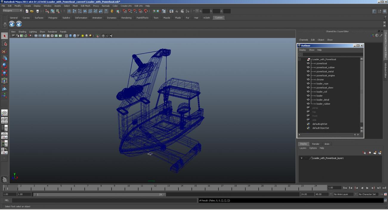 3D Powerboat on Crane model