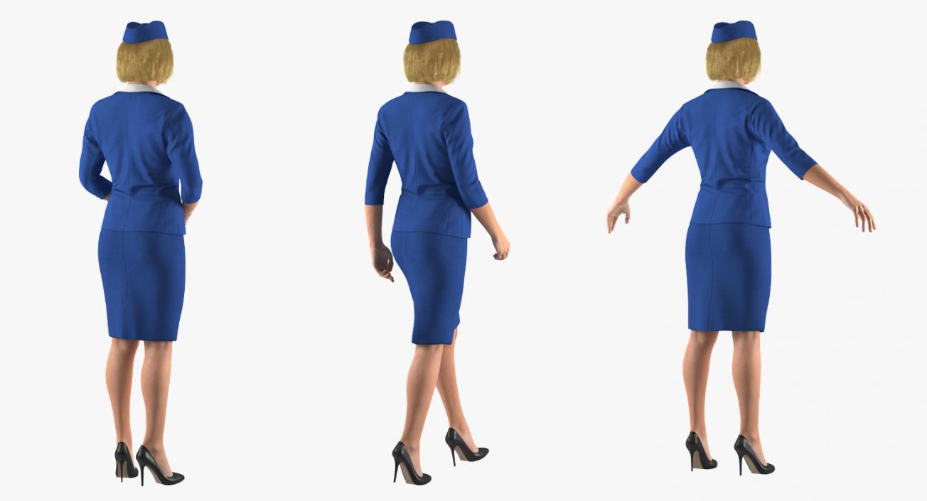 3D Stewardess Rigged 3D Model