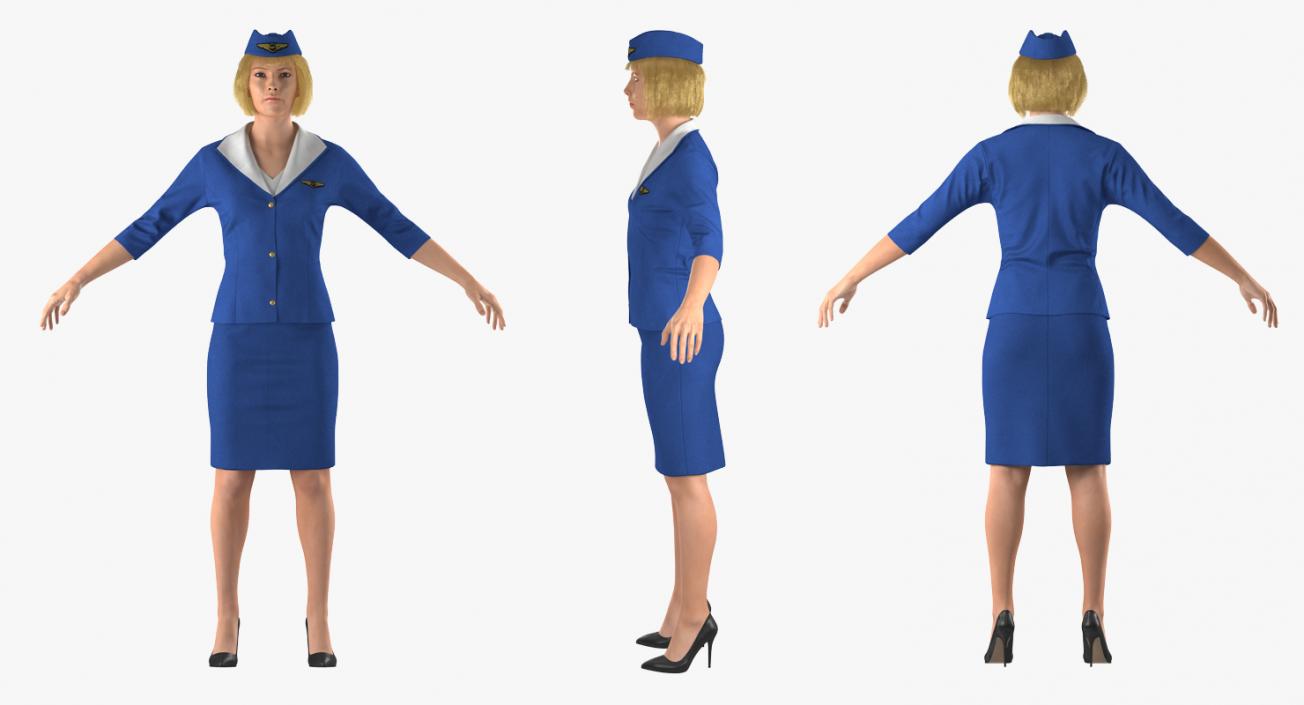 3D Stewardess Rigged 3D Model