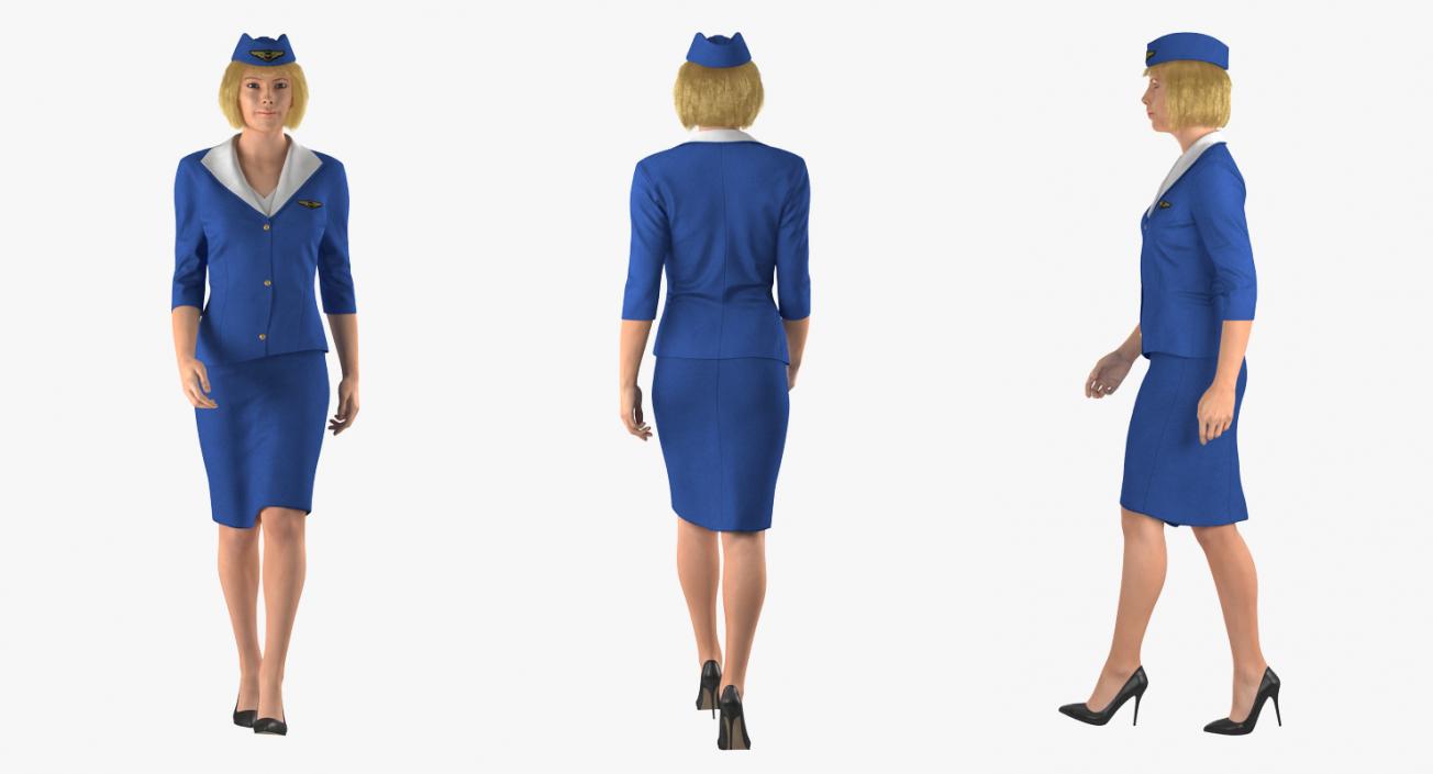 3D Stewardess Rigged 3D Model