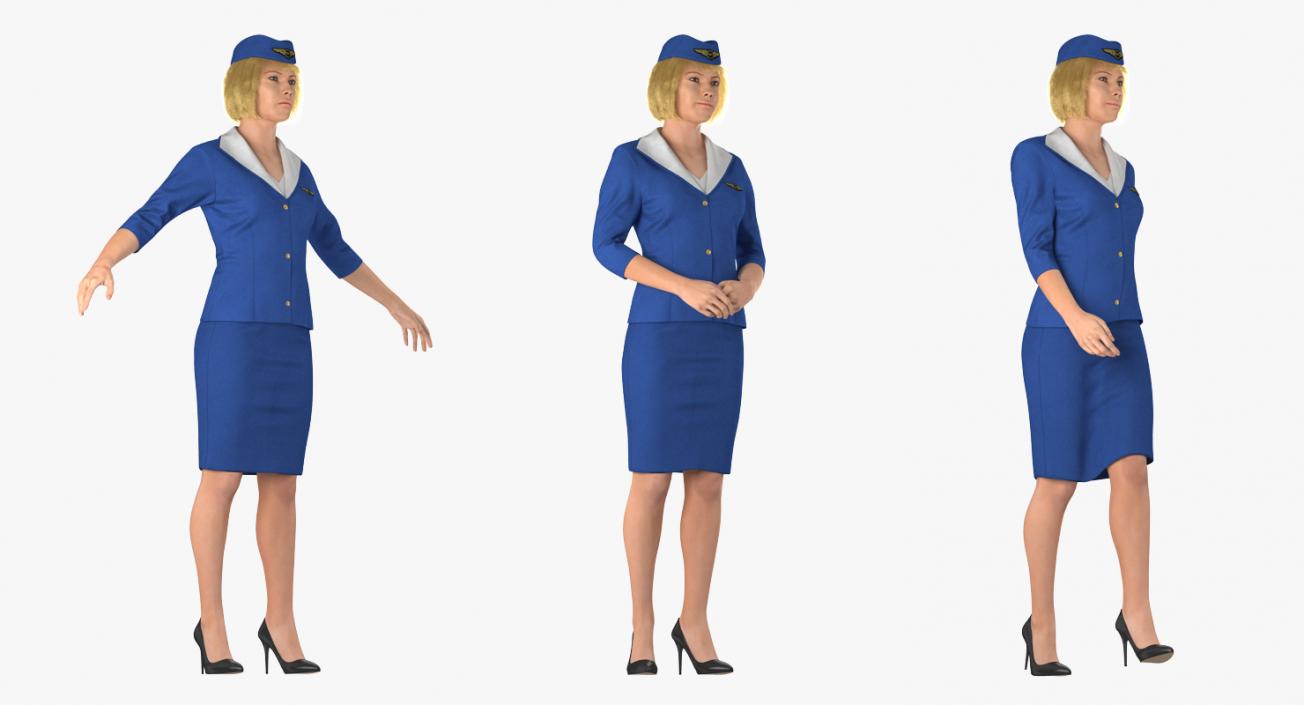 3D Stewardess Rigged 3D Model