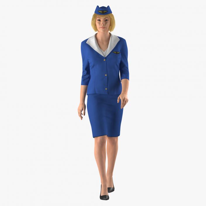 3D Stewardess Rigged 3D Model