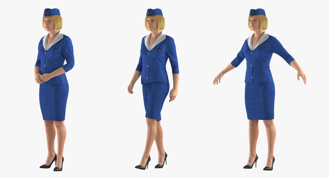 3D Stewardess Rigged 3D Model