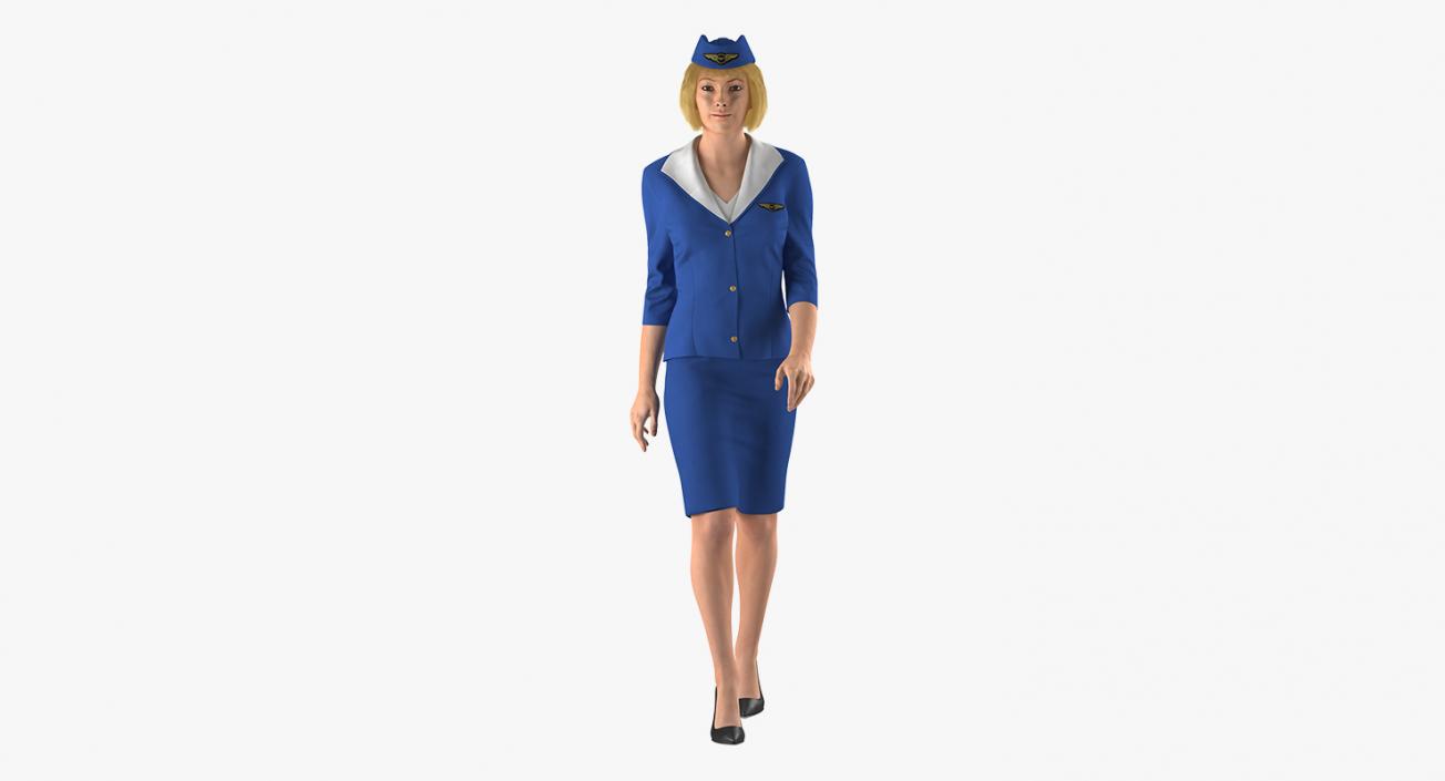 3D Stewardess Rigged 3D Model