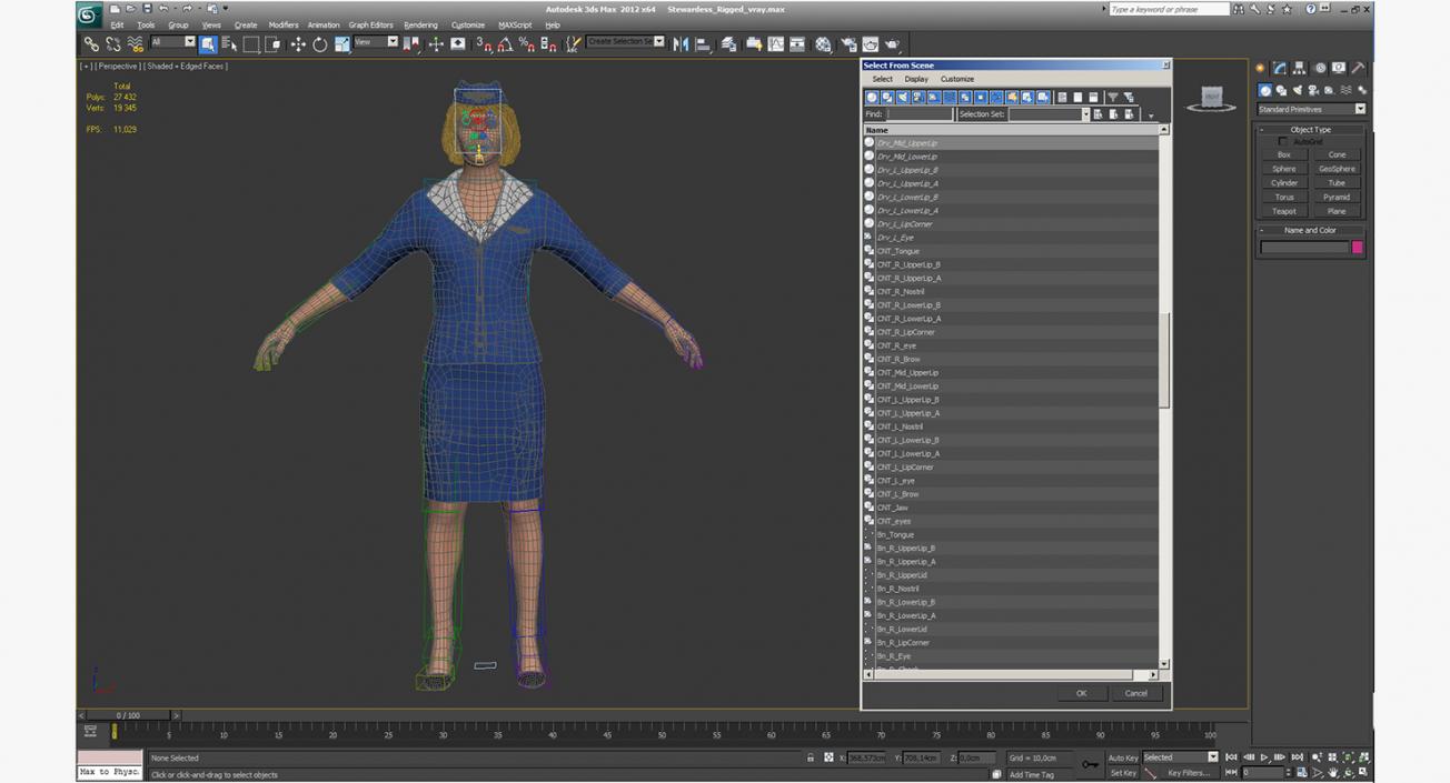 3D Stewardess Rigged 3D Model