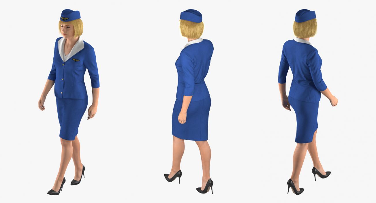 3D Stewardess Rigged 3D Model