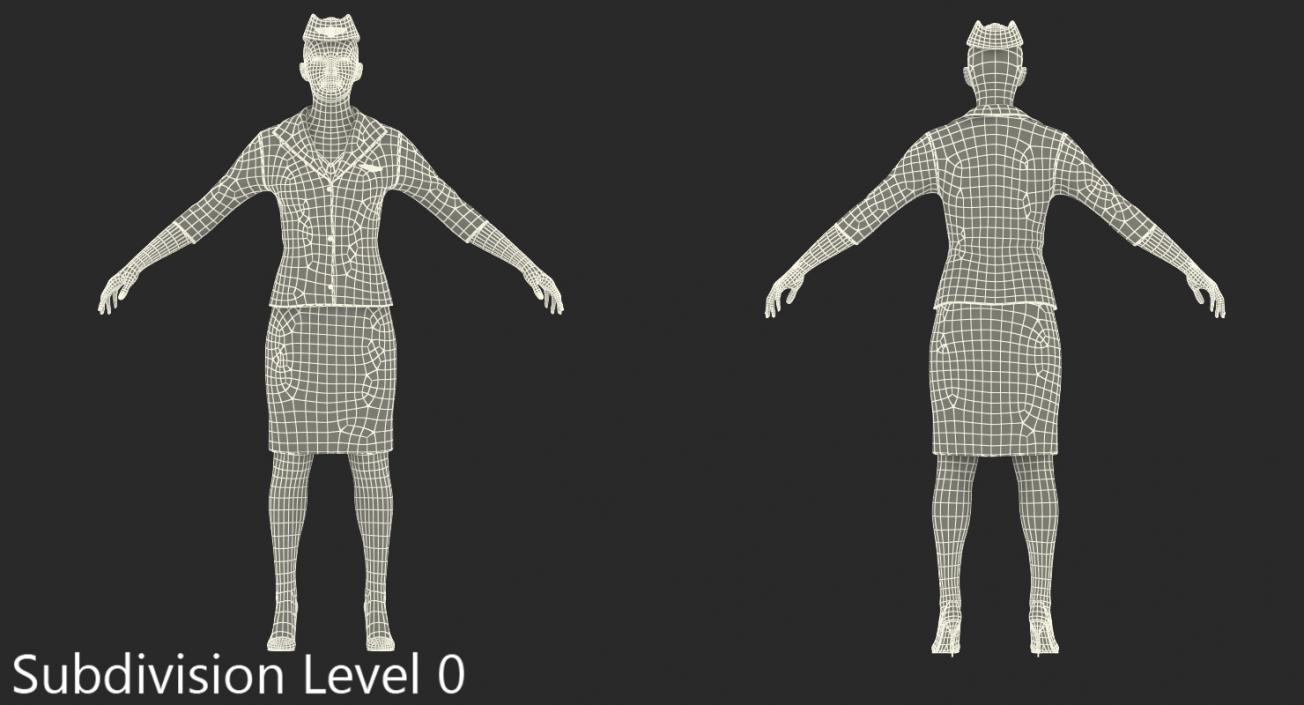 3D Stewardess Rigged 3D Model