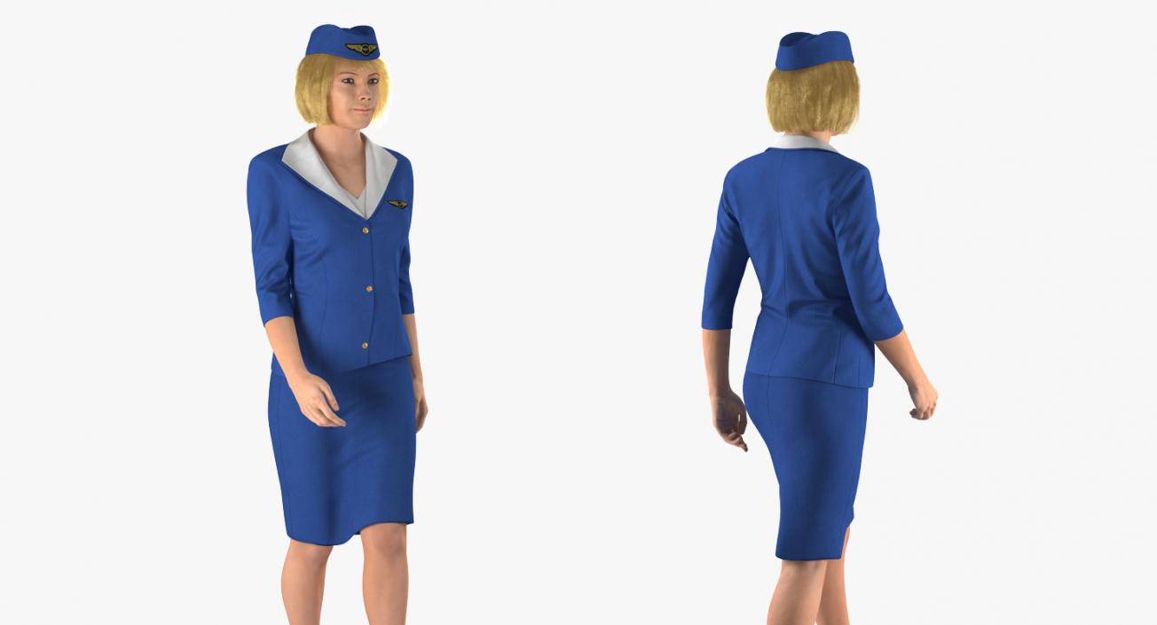 3D Stewardess Rigged 3D Model