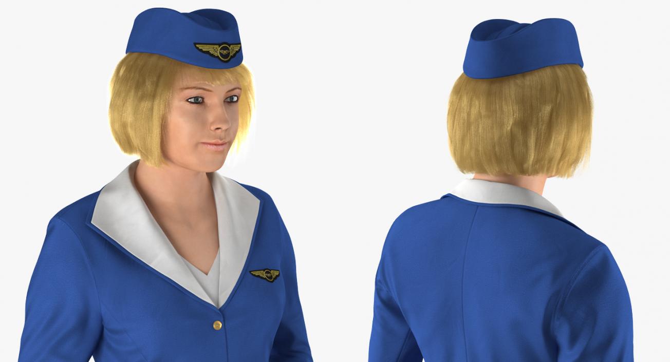 3D Stewardess Rigged 3D Model