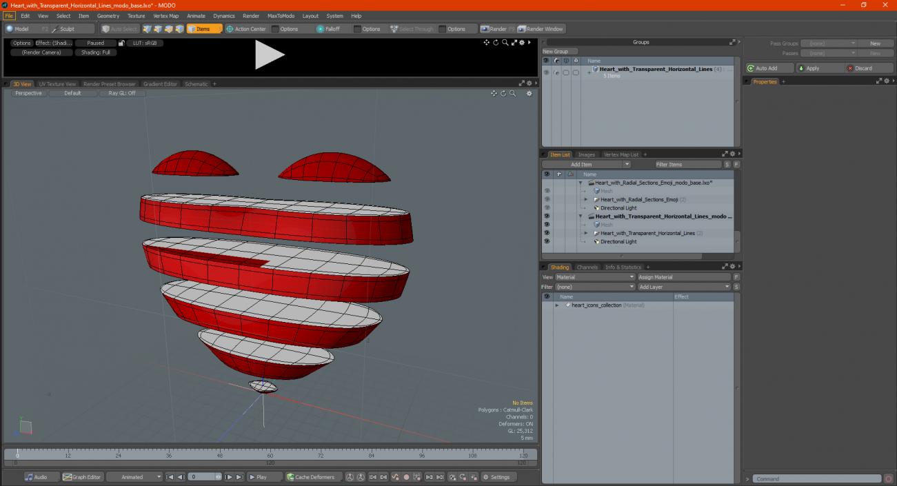 Heart with Transparent Horizontal Lines 3D model