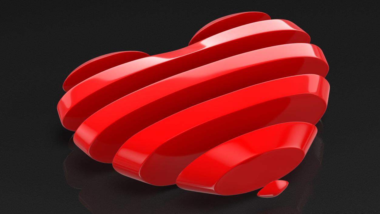 Heart with Transparent Horizontal Lines 3D model