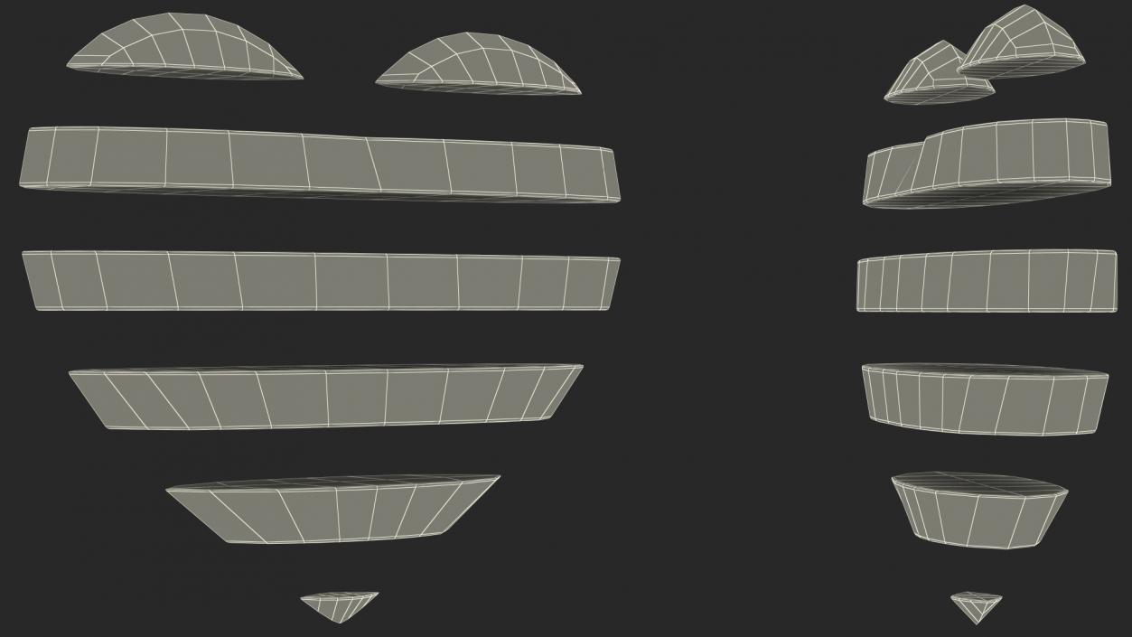 Heart with Transparent Horizontal Lines 3D model