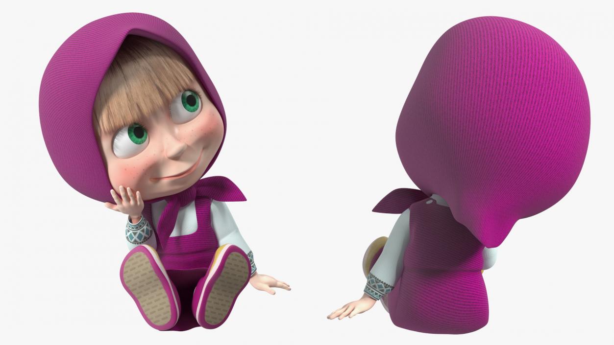 Masha from Masha and the Bear Sitting Pose 3D