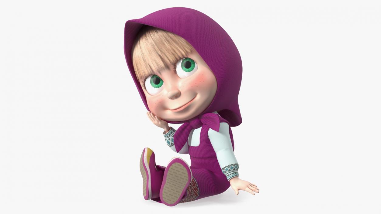 Masha from Masha and the Bear Sitting Pose 3D